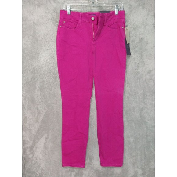 NYDJ Jeans Womens 2 Pink Denim Clarissa Ankle Lift Tuck Mid Rise Stretch - Picture 1 of 11